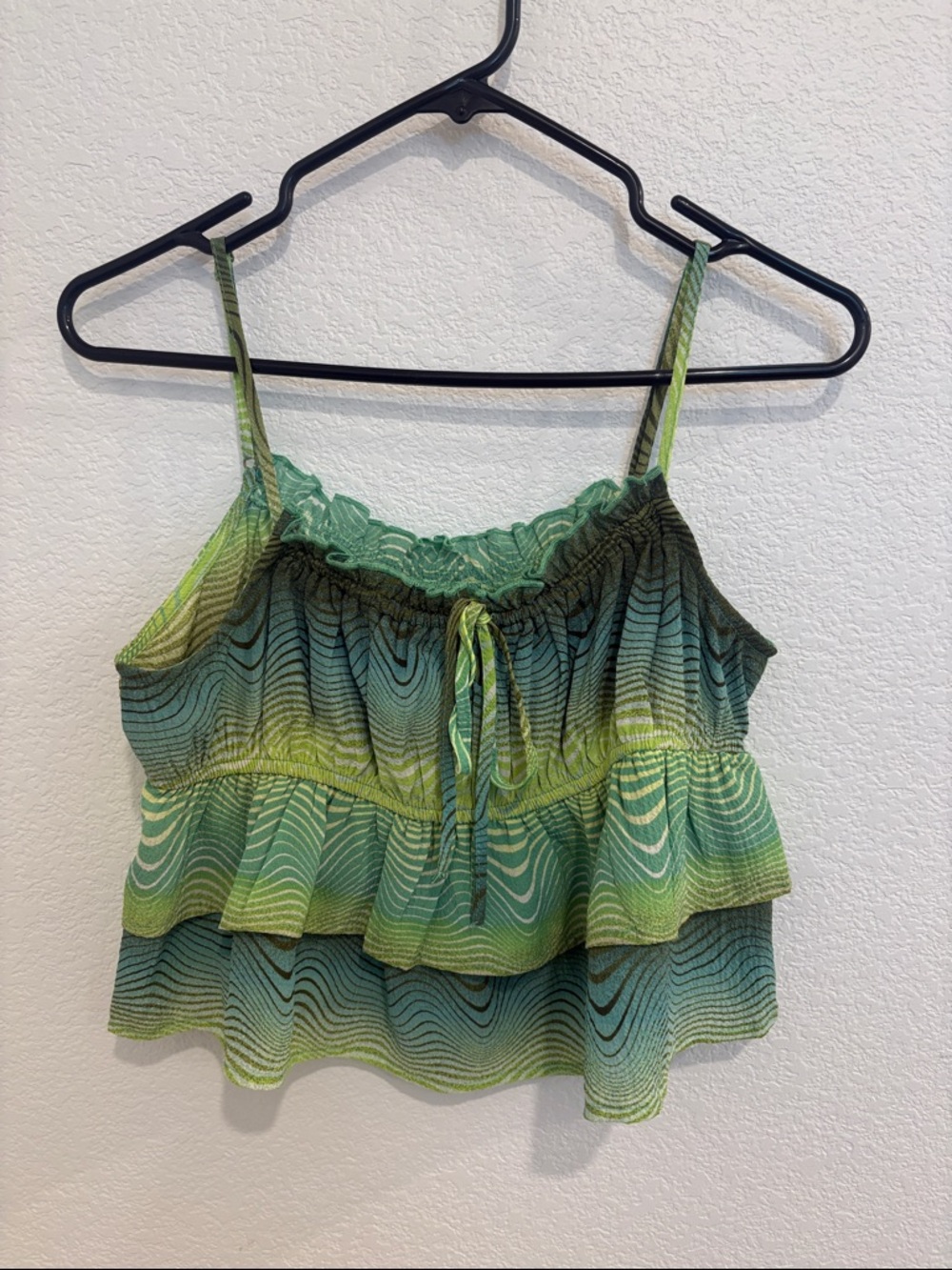 wild fable Green Layered Ruffle Cami with Tie Front